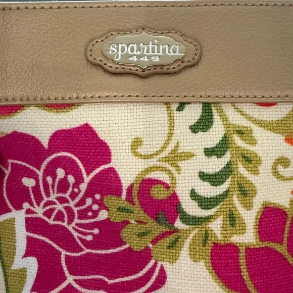 Spartina 449 Pink and Gold Crossbody Bag with Floral Design - Picture 4 of 7